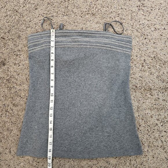 Y2K 90's Express Beaded Gray Built in Bra Cami Spaghetti Strap Fitted Tank S - Picture 12 of 12